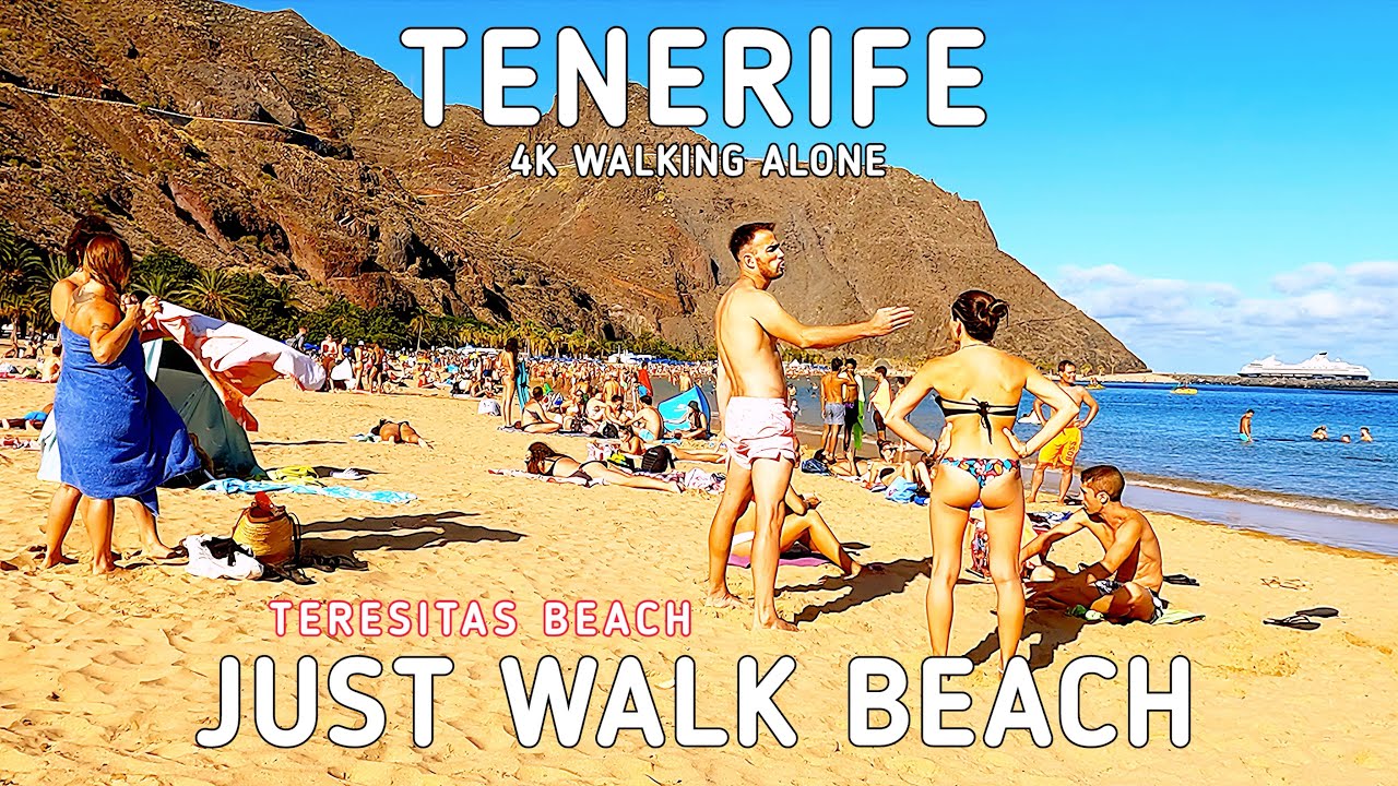 TENERIFE ☀️ LAS TERESITAS BEACH Walk 4K 🏖️ Most Beautiful Beach in Canary Islands