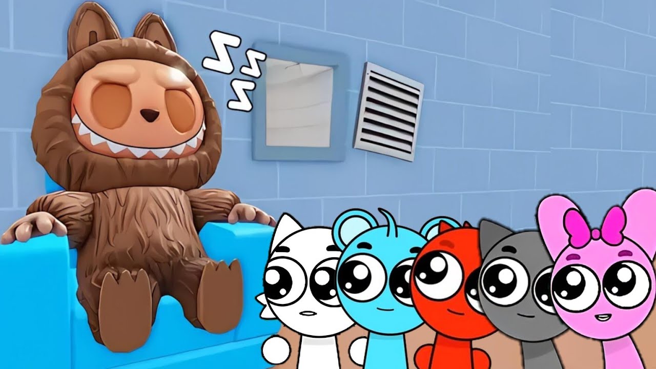 Sprunki Baby Wenda, Sky, Raddy, Gray & Pinki Played Labubu Teamwork Escape Obby in ROBLOX 