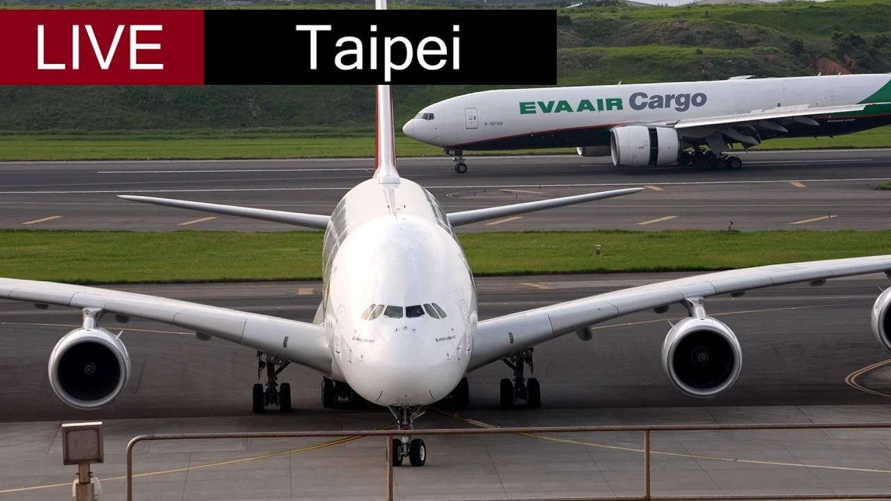 Taipei Taoyuan Airport Live New A350 test flight Dreamlifter Starlux Eva China airlines KLM 777