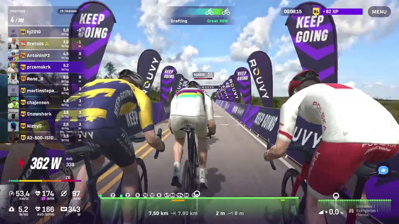 Rouvy.Kick off race .Short and flat.