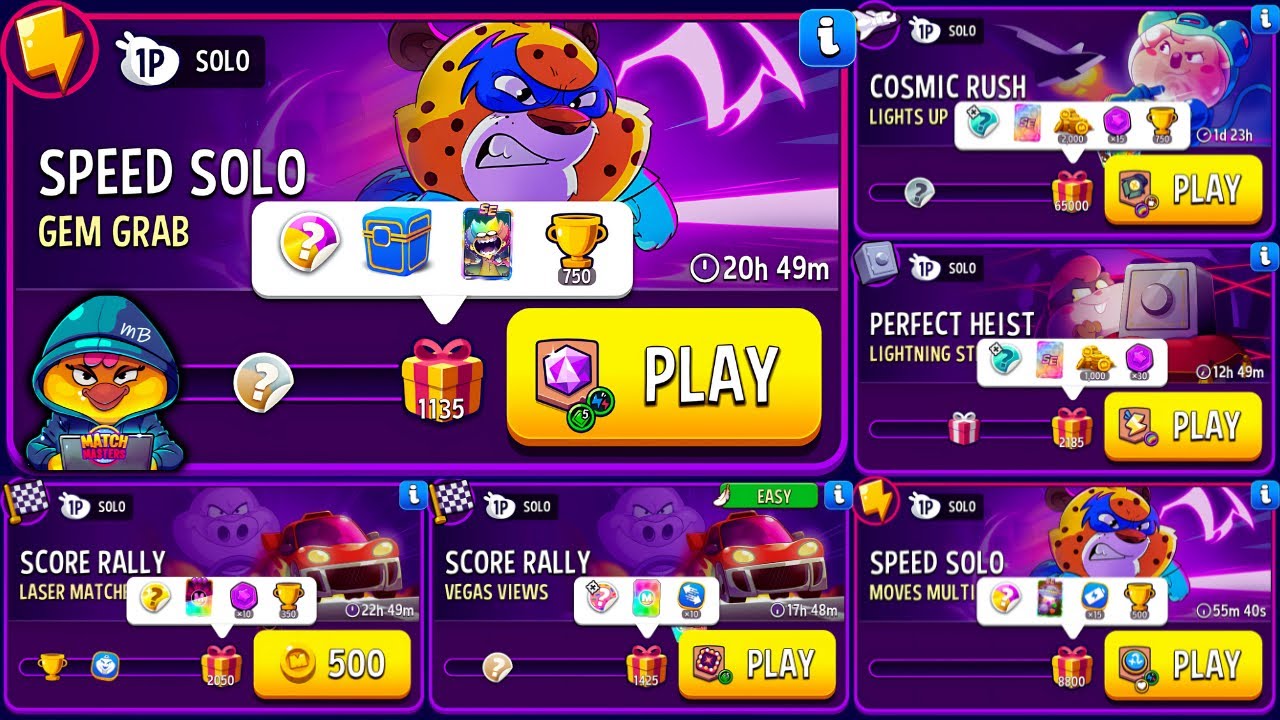 MATCH MASTERS x6 SOLO🔥 Gem Grab, Moves Multiplier, Lights Up, Laser Matches, Vegas Views, Lightning