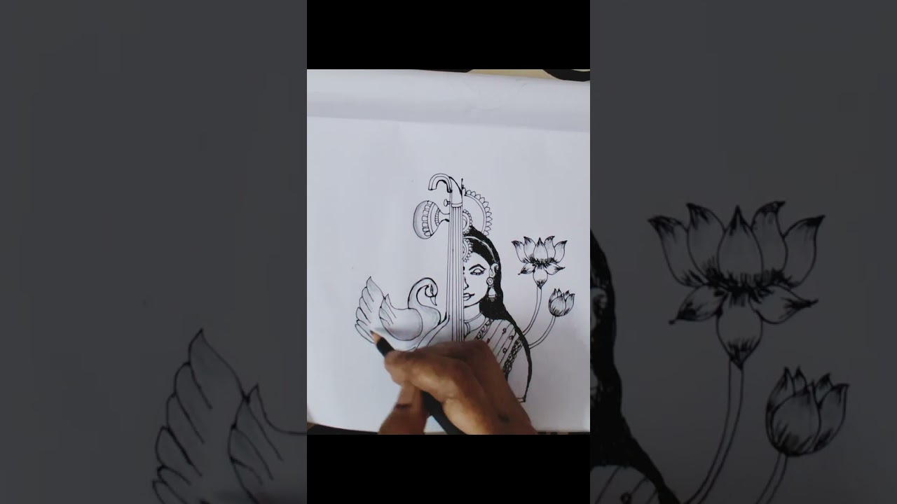 Beautiful  lady with swan # newdesign #art@kanchanadesigns🦢🦢💃🎸👍