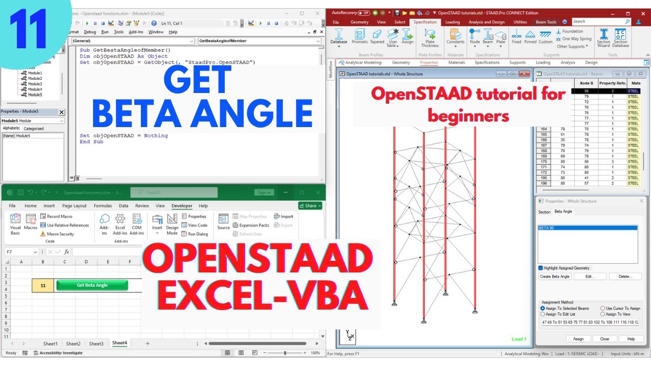 Get Beta Angle | OpenSTAAD Tutorial for Beginners