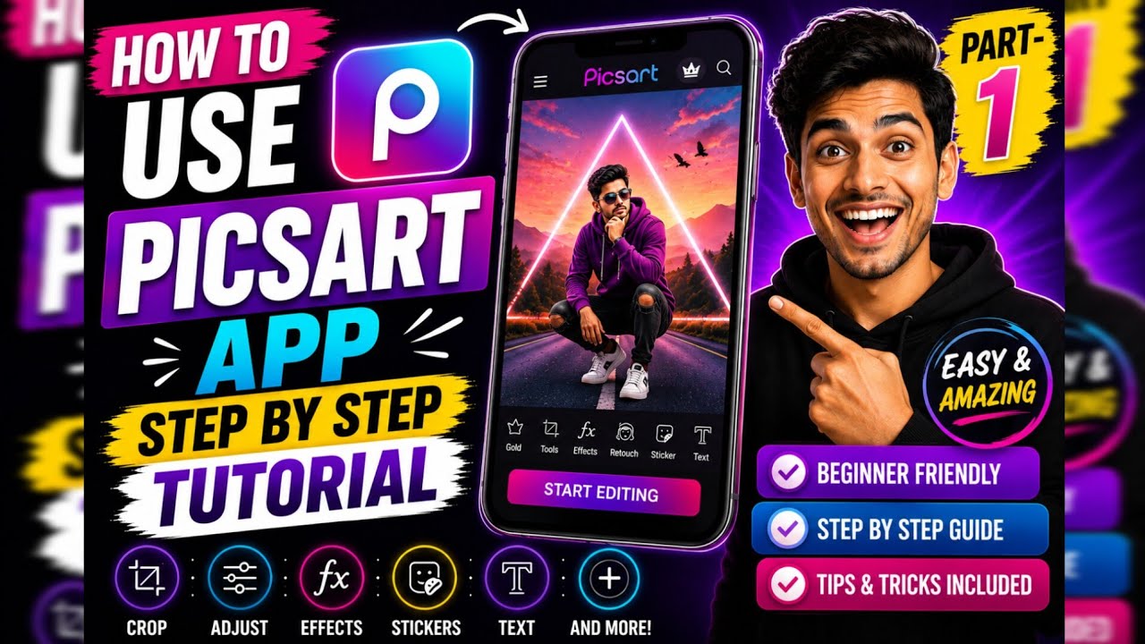 How to use Picsart App Step by Step Tutorial PART-1