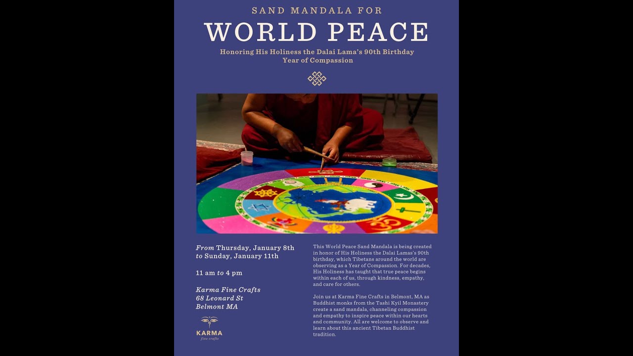 Sand Mandala for World Peace Day 4, LIVE from Karma Fine Arts, Belmont, MA - January 11, 2026
