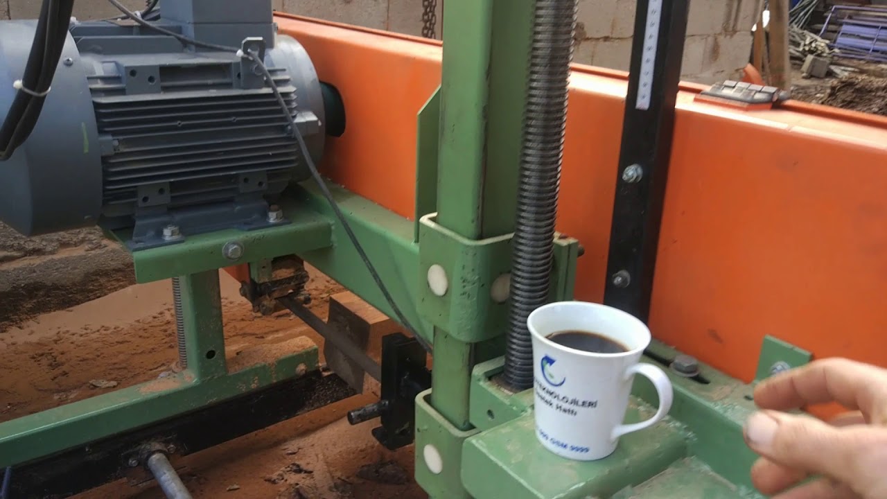 Yatay şerit testere hızar tomruk biçme makinası vibrasyon testi (sawmill portable bandsaw mill)