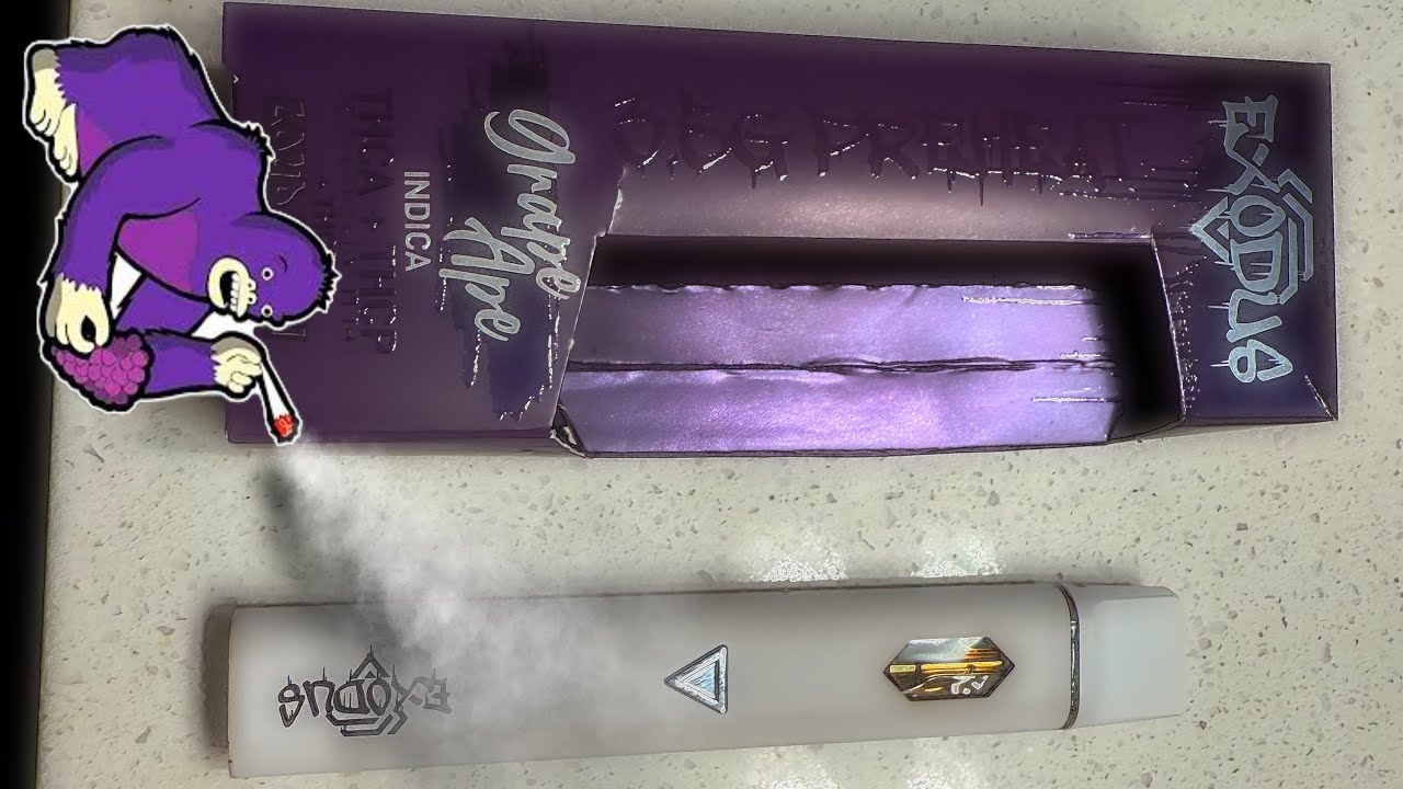 THCA+THCP THCB EXODUS DELTA8+DELTA6 RESELLERS GRAPE APE 3.5G INDICA DISPOSABLE REVIEW!!ZOOTED SERIES