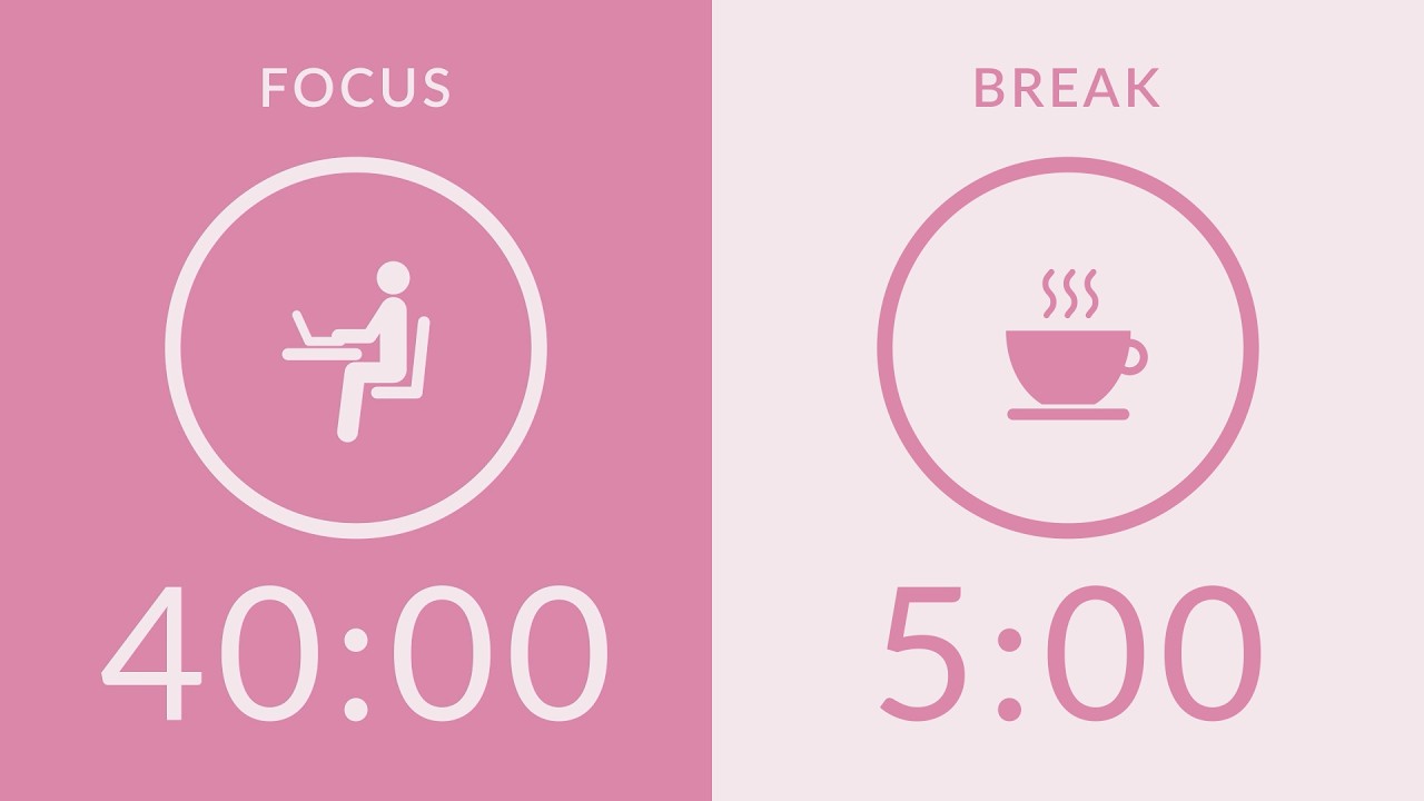 40/5 Pomodoro Timer with Pink Noise 🎧 3-Hour Study with Me for Deep Focus & ADHD ✨