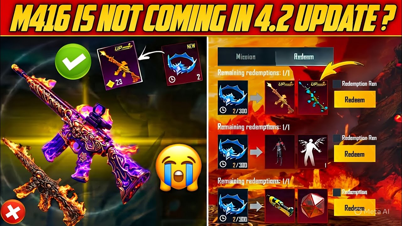 M416 Is Not Coming  In 4.2 Update ? | New Is M16A4 Skin ?  Free 3 Mythic Jems M416 ? PUBGM