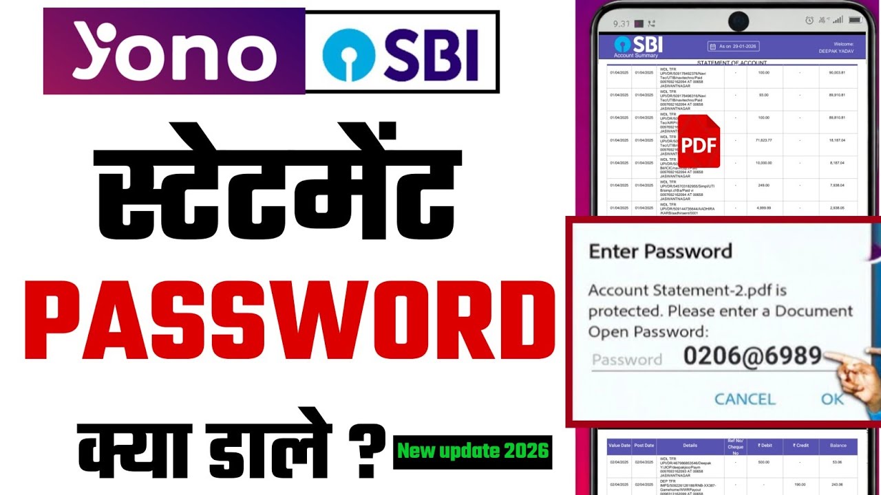 YONO SBI Statement PDF Password Kya Hota Hai | Bank Statement Password 2026
