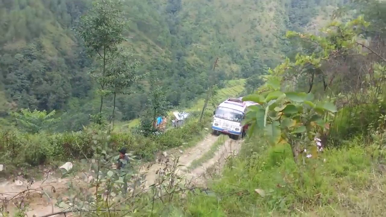 Raw road to Nepal in the hilly region