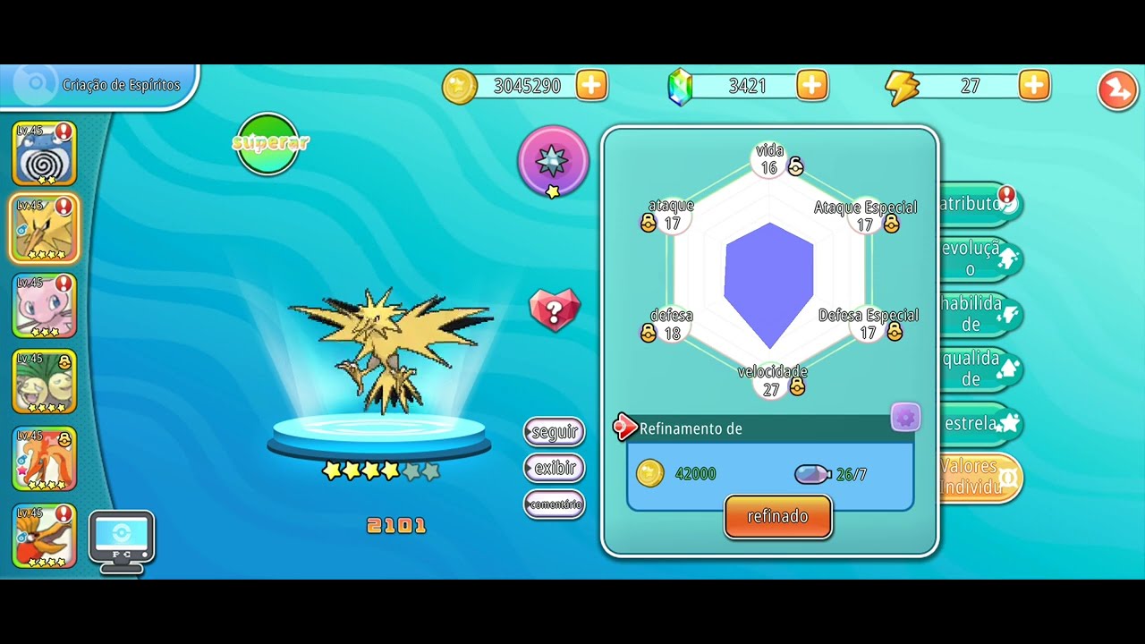Como aumentar os valores individuais no Despertar de Pixel? (Pokémon Pixel)