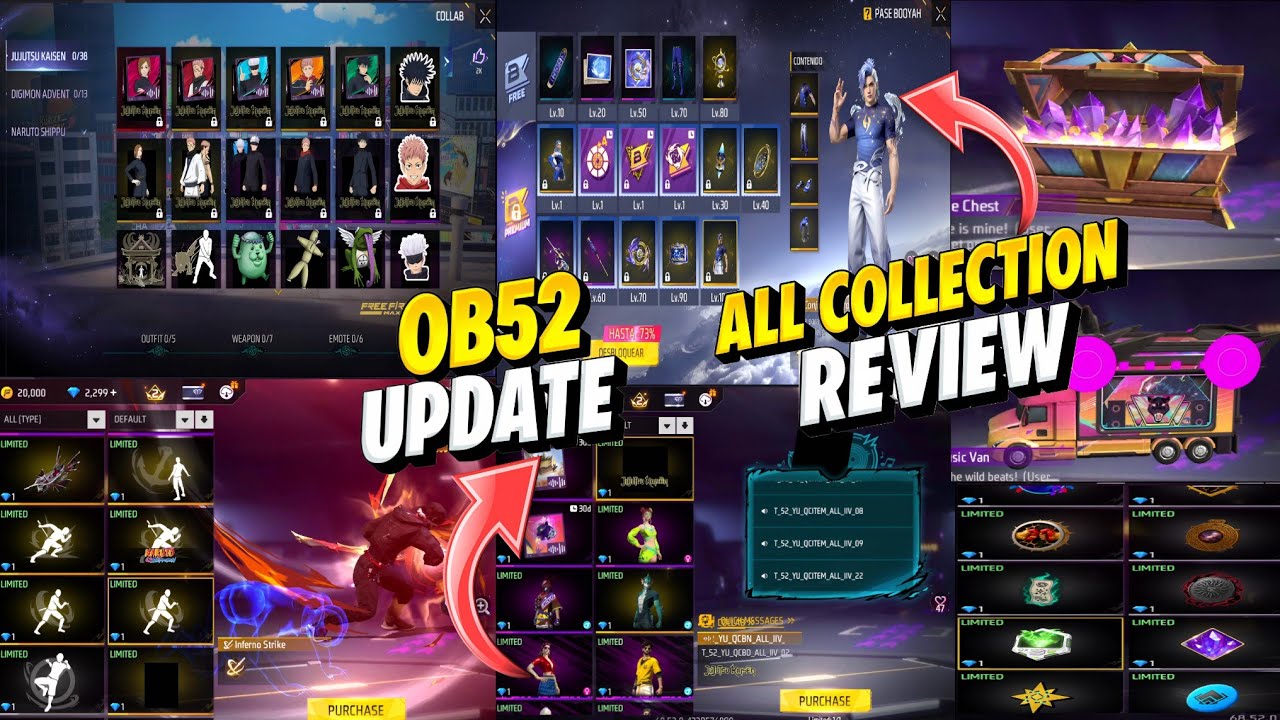 OB52 UPDATE ALL COLLECTION REVIEW | BUNDLES, WEAPONS, EMOTES & FEBRUARY BOOYAH PASS