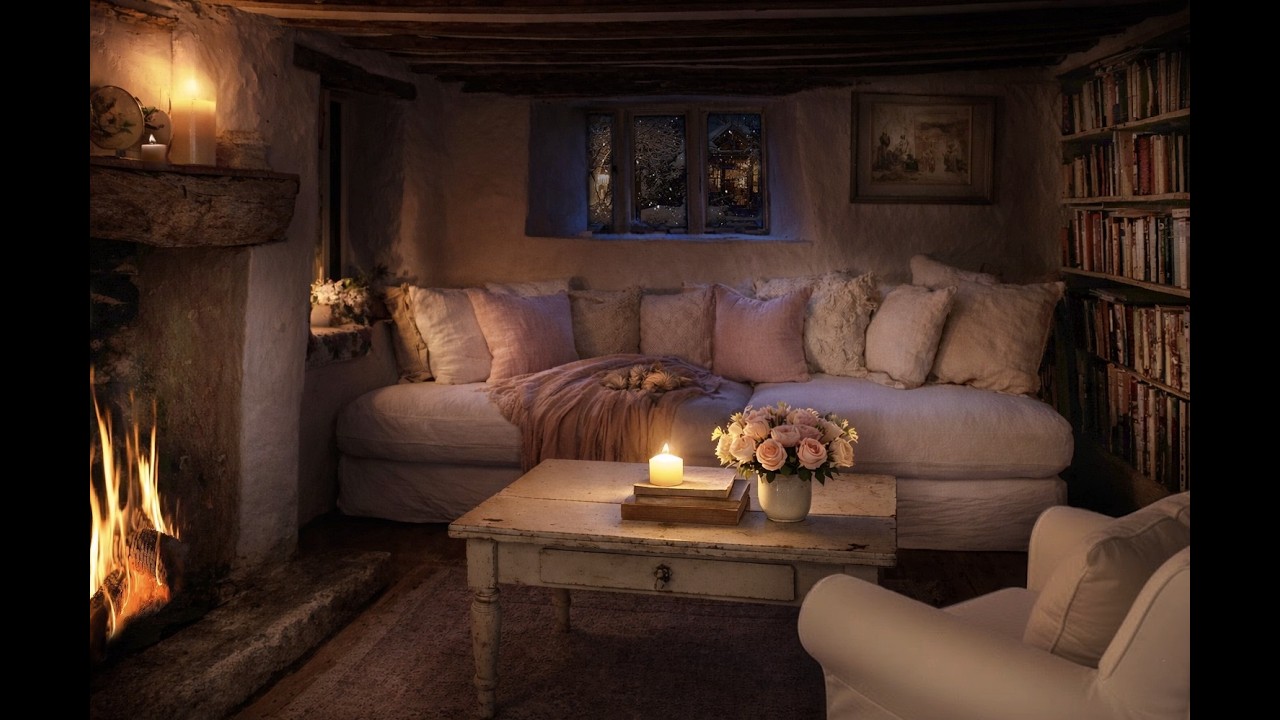 English Cottage / Romantic Rustic / French Style / Cozy Cottage / Vintage Farmhouse /Crackling Fire