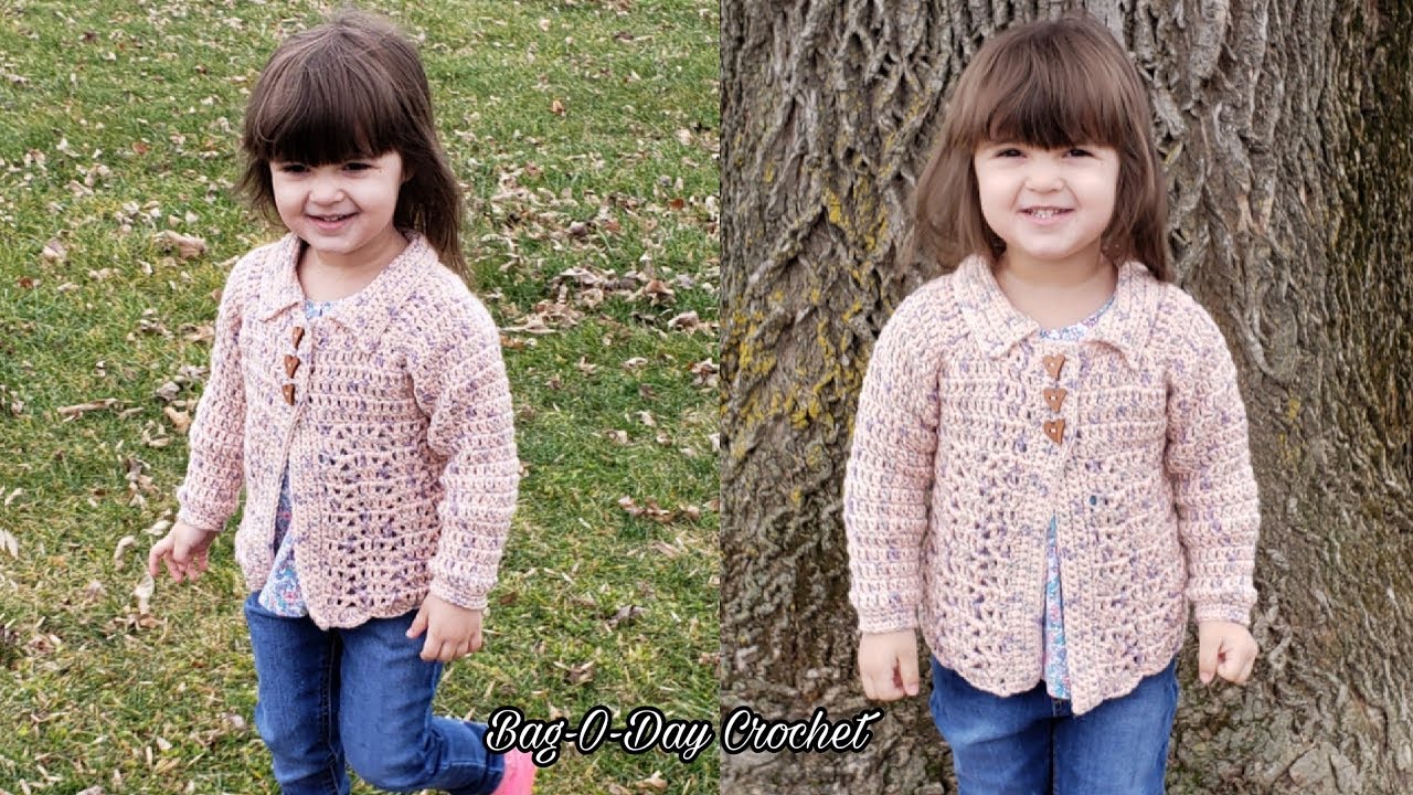 Easy Crochet Sweater | Easy crochet baby cardigan | Bag O Day Crochet Tutorial 553