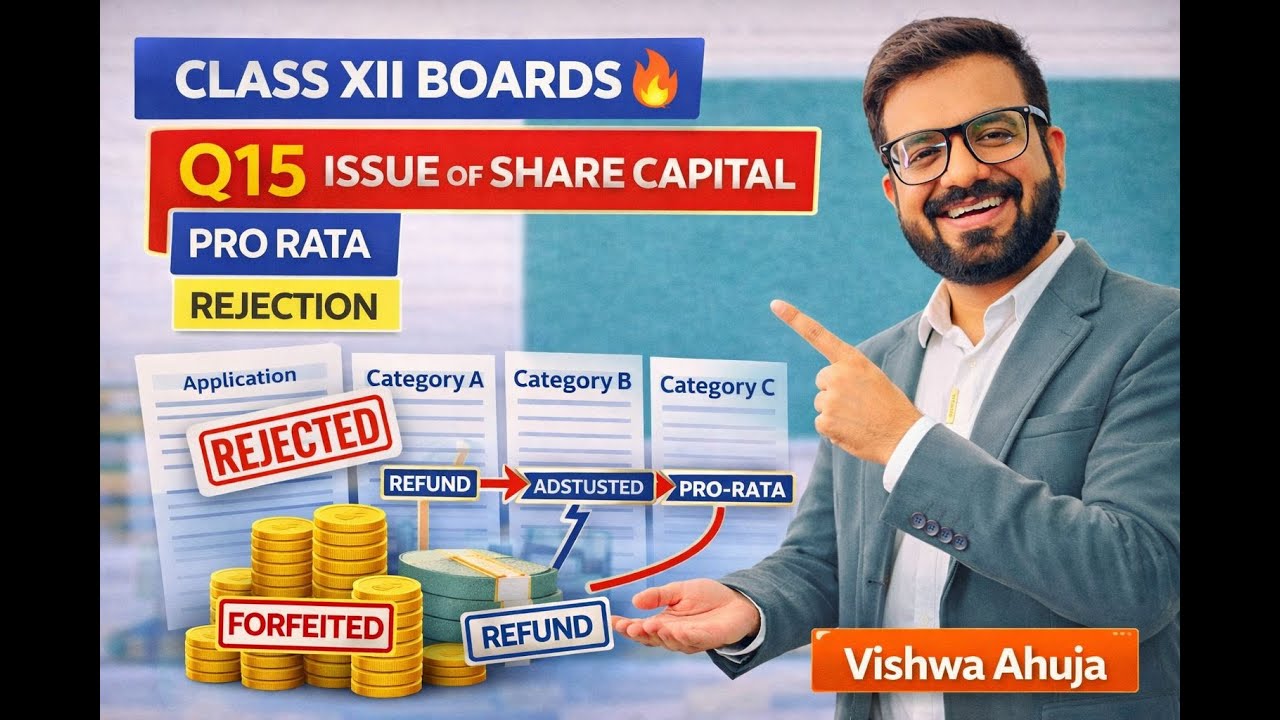 Class XII Boards🔥Q15 Issue of Share capital | Pro Rata | Rejection | Category wise Allotment