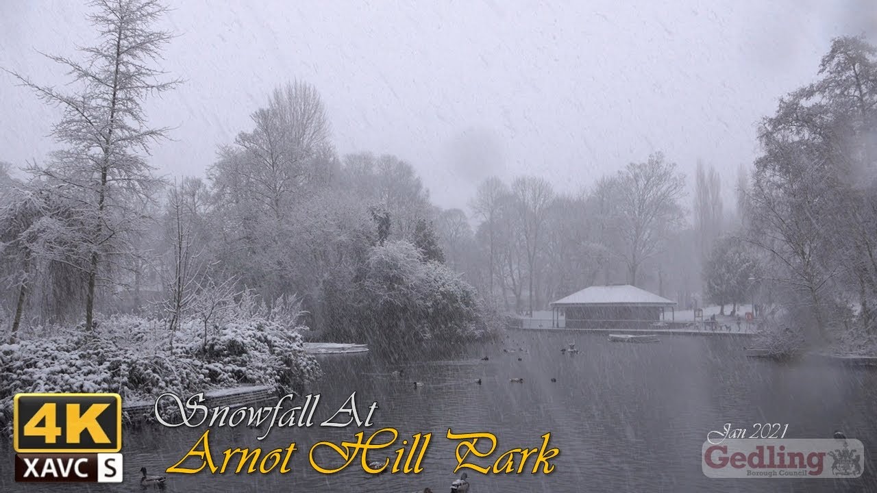 [4K] Snowfall at Arnot Hill Park. Jan 2021
