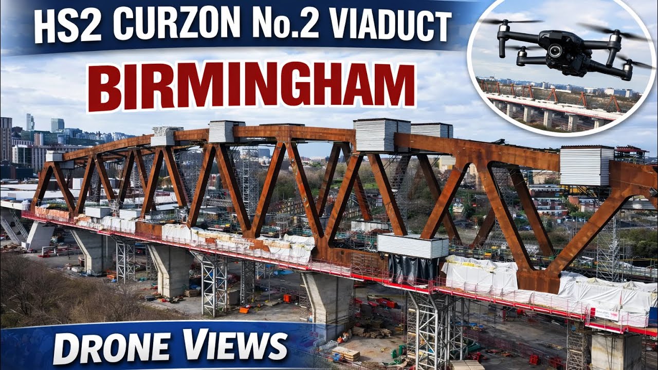 HS2 Bellingham Bridge Birmingham Drone Views, Curzon No.2 Viaduct
