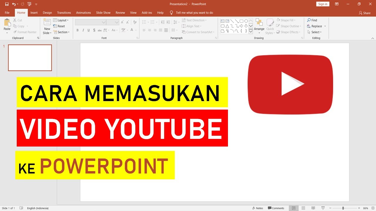 Cara Menambahkan Video dari YOUTUBE ke POWERPOINT || Tutorial Powerpoint