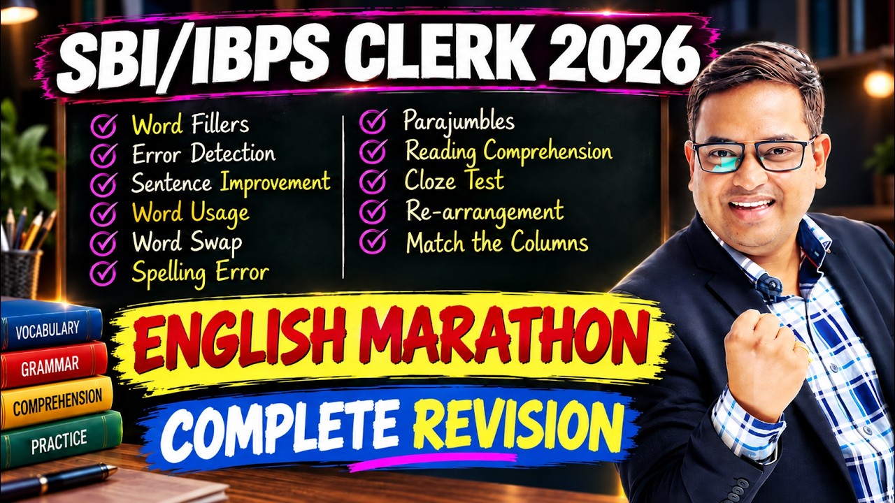 SBI/IBPS Clerk 2026 | English Marathon | Complete English Syllabus in One Video 🔥
