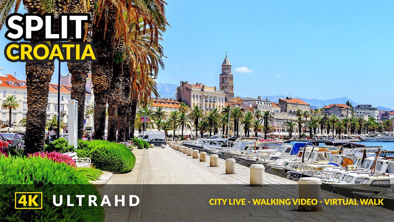 4K Walk along Split Riva Promenade, Croatia 2021