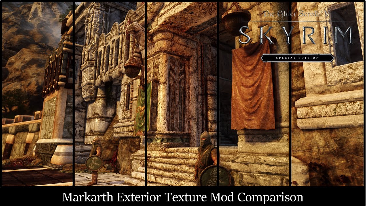 Skyrim Special Edition Mods - Markarth Exterior Texture Mod Comparison
