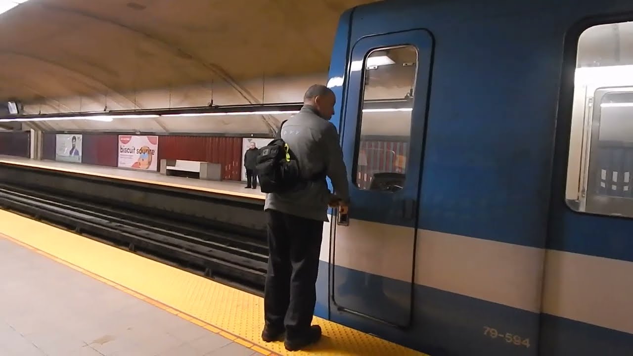 Blue Line Metro Trains Ending at Parc Station in Montreal