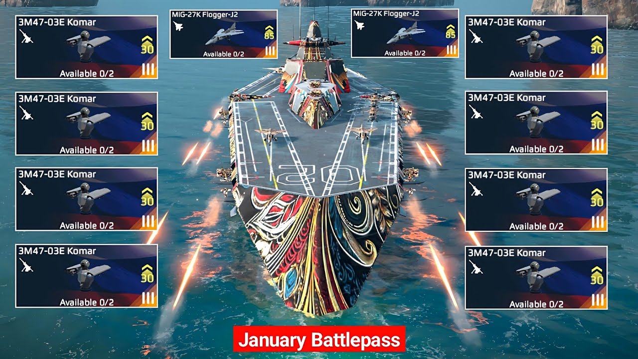 Uss Nemesis - 8x 3M47-03E Komar With January Battlepass - Modern Warships Alpha 