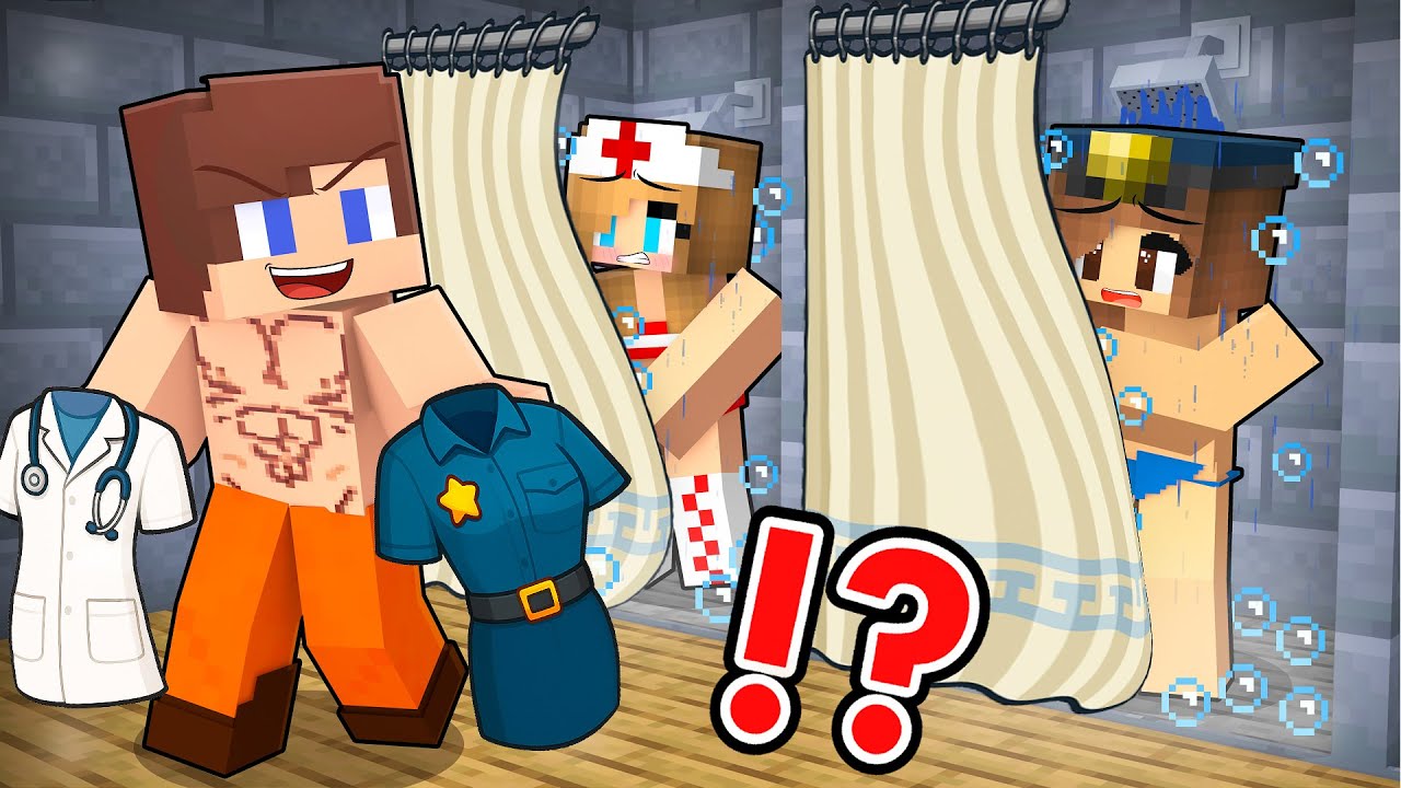 Prisoner JJ Stole Shirt from Prison Guard Girl and Nurse to Prank on Them - Minecraft Animation