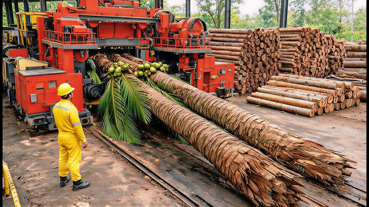 Inside the Coconut Wood Factory: From Raw Trees to $3000 Luxury Decorative Panels (FULL PROCESS)...