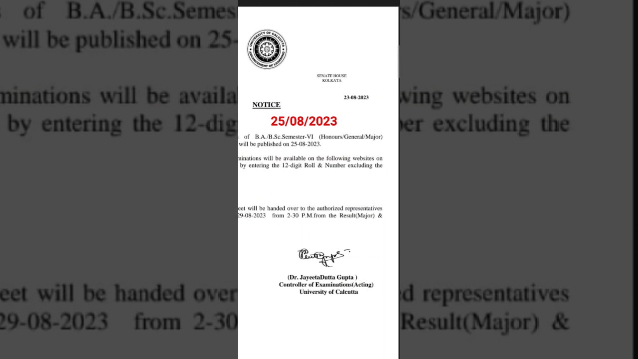 CU 6th semester result 2023 Date announced Ba/bsc result#calcuttauniversity#6thsem#result#cu#shorts
