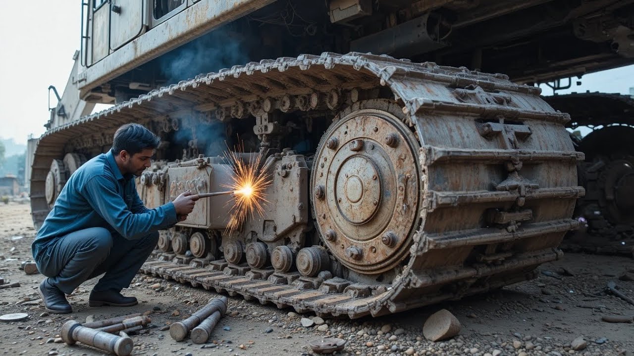 Heavy Excavator Chain Case Under Wheel Inner Pin Repair | Real Workshop Work