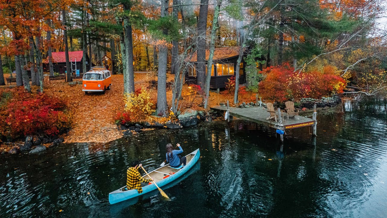 Peaceful Rainy Autumn Escape to a Cozy Lakeside Cabin