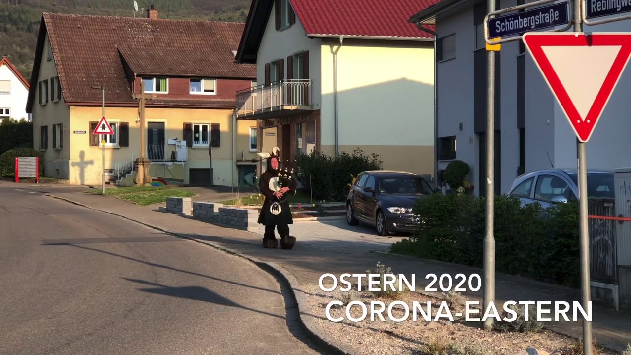 Osterhase spielt Amacing Grace 2020 während Corona Shutdown
