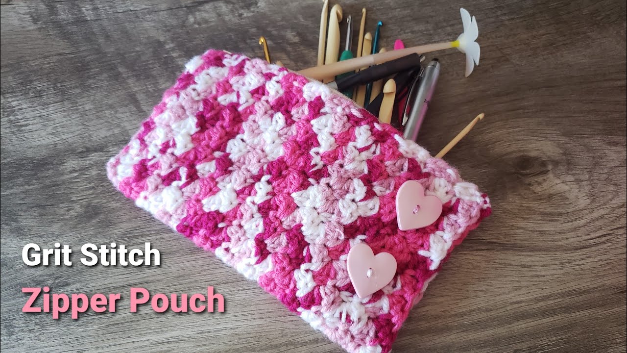 How to Crochet a Zipper Pouch! | Pencil Pouch | Made With the Grit Stitch!