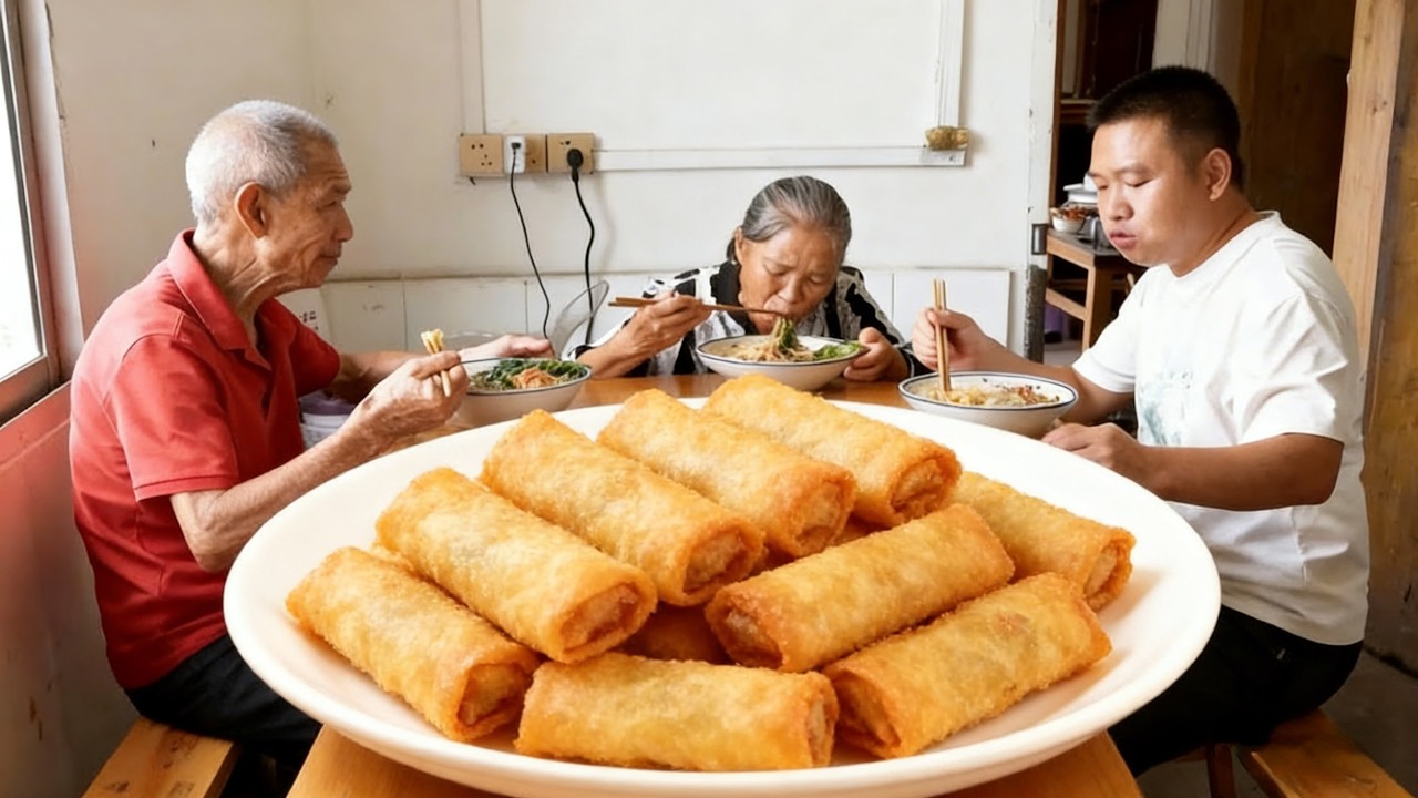 老爸做奇葩美食，老妈帮忙，俩人说说笑笑的太幸福了！#农村生活#美食分享