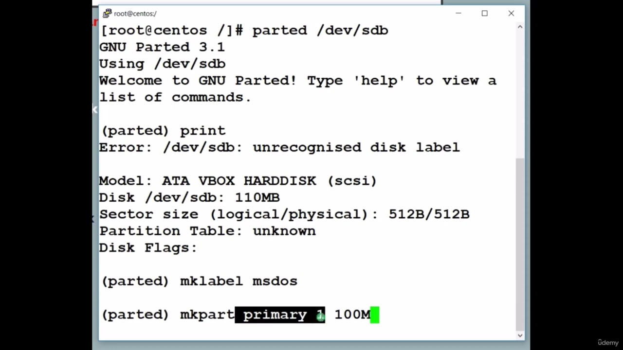 77   Managing storage with parted