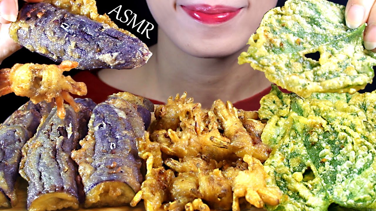 ASMR Fried Baby Soft Shell Crabs, Eggplant, Piper Lolot || EXTREME CRUNCH.