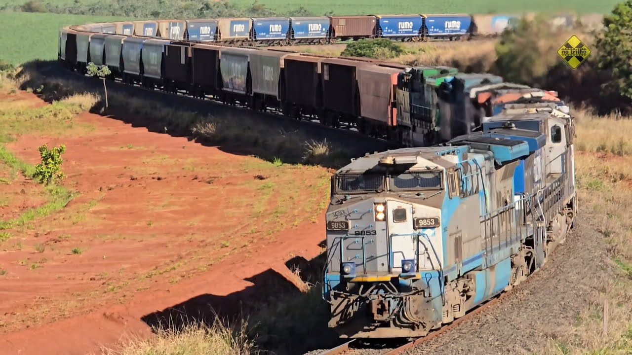 Trens nas curvas da Ferrovia Norte-Sul em Iturama (MG)