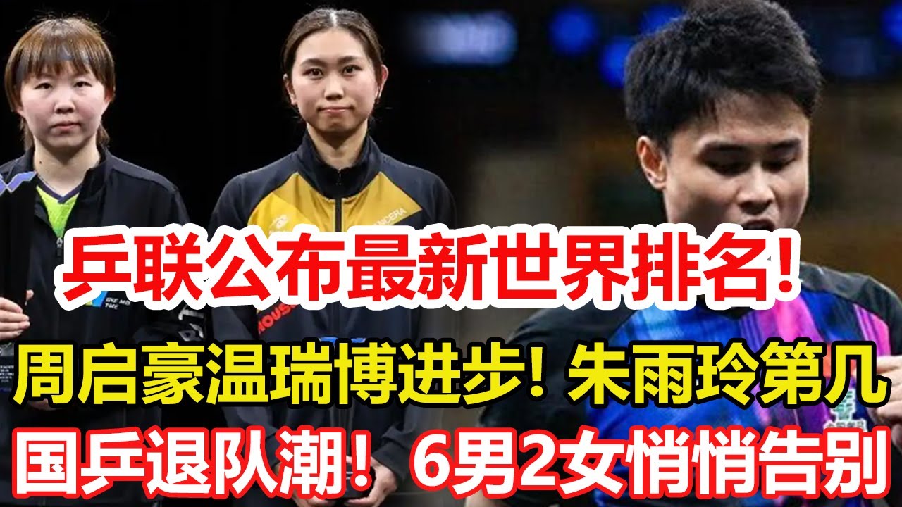 乒聯公布第4周世界排名：周啟豪、溫瑞博進步！朱雨玲第幾？國乒退隊潮來襲！6男2女悄悄告別，主力傷病逼出最殘酷新老交替。#乒乓球 #tabletennis #桌球 #pingpong