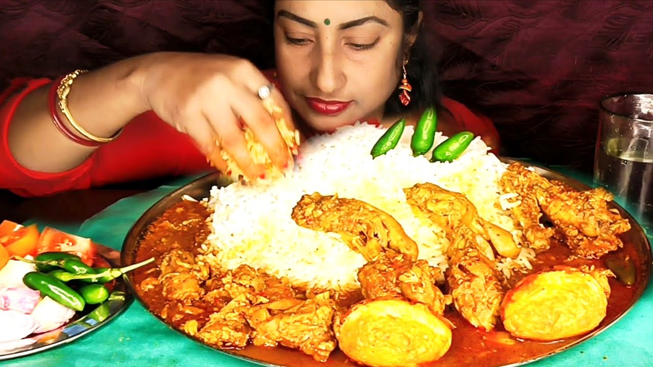Hot Spicy🔥🥵Local Chicken🐓Country Chicken🐓Gorom Bhat Mangsho Kosha Eating🤤Indian Mukbang ASMR Show 