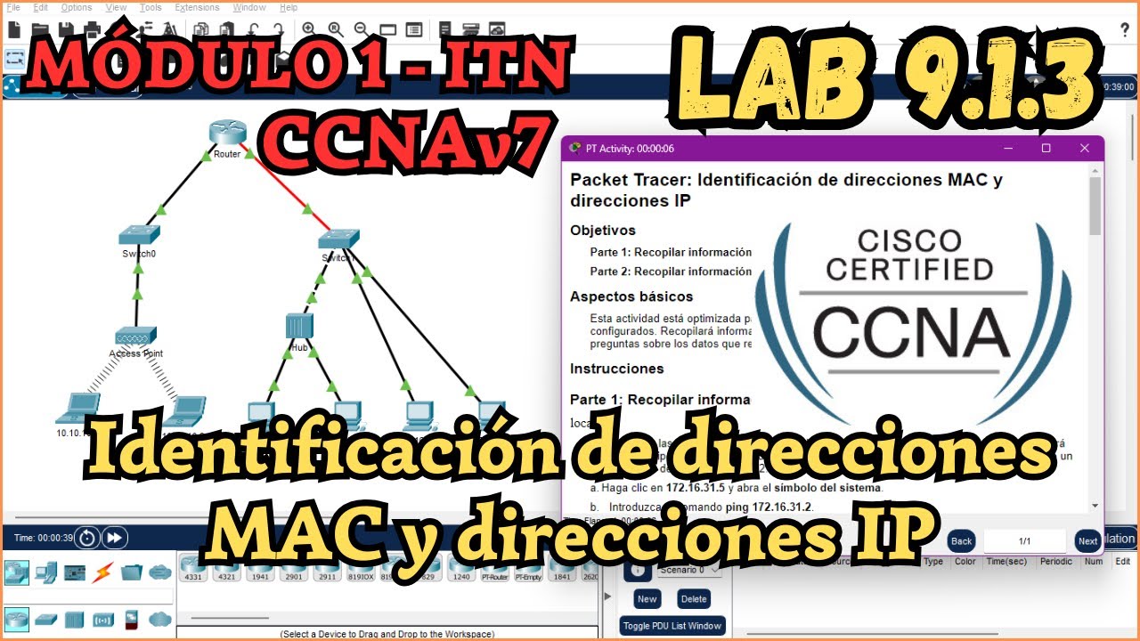 9.1.3 Packet tracer - Identificación de direcciones MAC e IP (Resolución)
