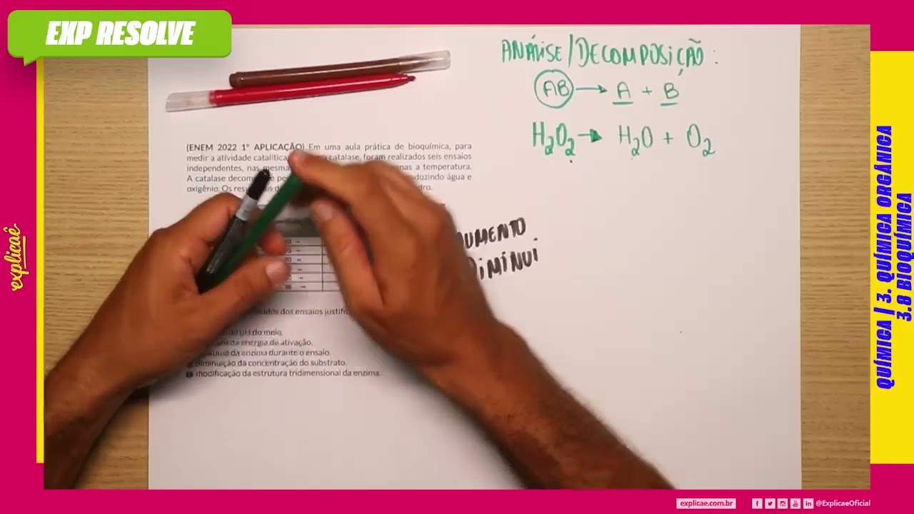EM UMA AULA PRÁTICA DE BIOQUÍMICA, PARA MEDIR A ATIVIDADE CATALÍTICA DA ENZIMA (...) | BIOQUÍMICA