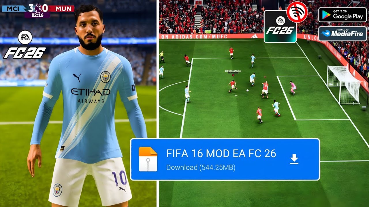 Обновление! FIFA 16 MOD FC 26 Android Offline | Режим карьеры: Полные лица и комплекты формы. Нов...