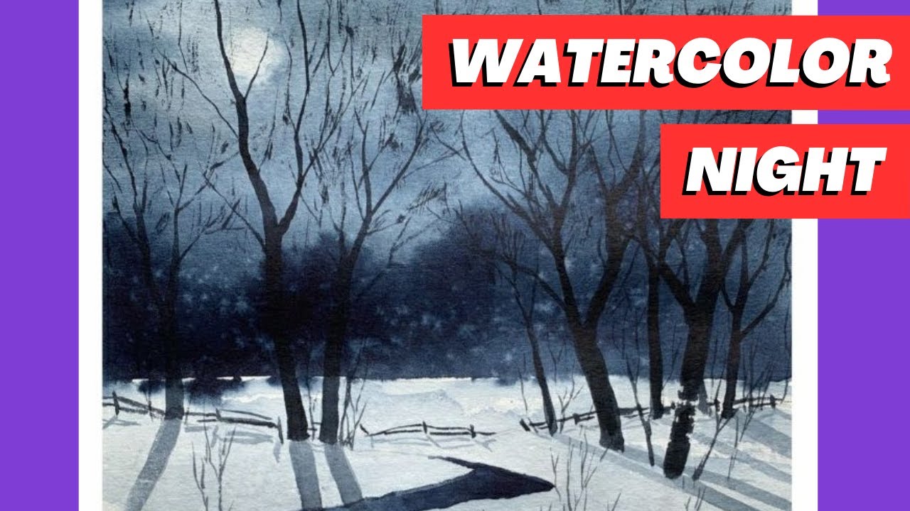 Winter landscape watercolor study after Bhupinder Singh