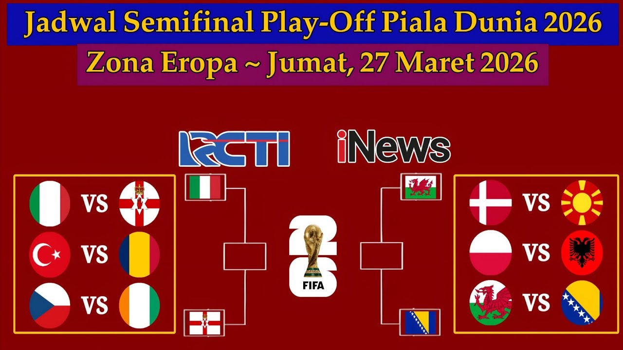 Jadwal Play Off Piala Dunia 2026 Live RCTI - Italia vs Irlandia Utara - Zona Eropa 