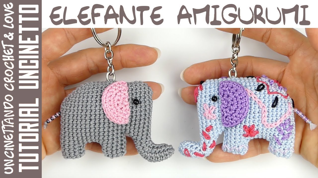 Tutorial Elefante Indiano Amigurumi Portachiavi (sub. English y Español)