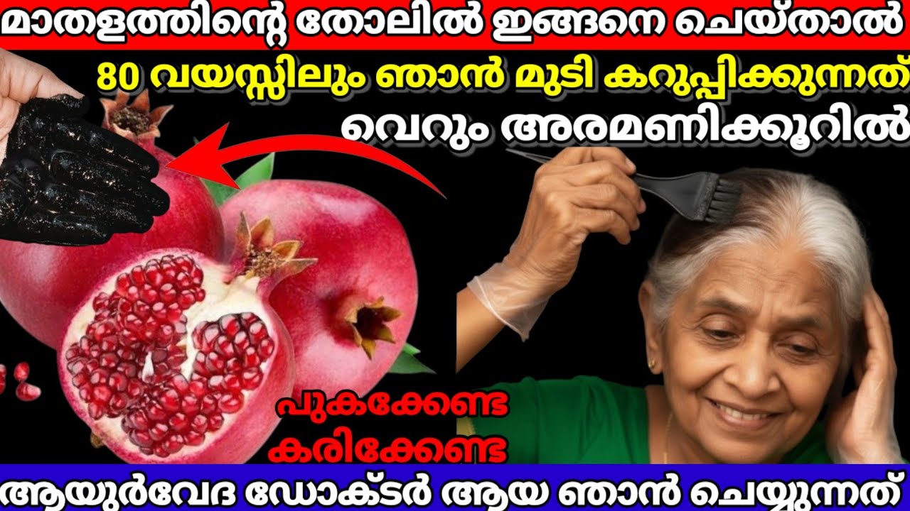 മാതളത്തിന്റെ തൊലിൽ ഇങ്ങനെ ഒരു രഹസ്യമോ ഡോക്ടറായ ഞാൻ മുടി വേരോടെ കറുപ്പിച്ചത് |hairdye |viralvideo