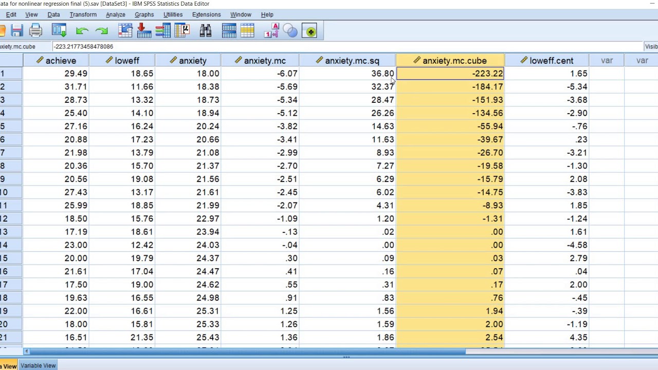 Полиномиальная регрессия с использованием SPSS (июль 2020 г.)