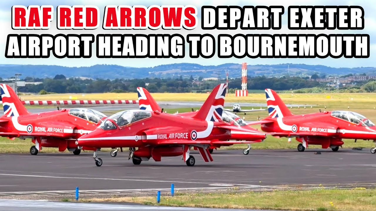 Royal Air Force RED ARROWS start up & take off from Exeter Airport at Lunchtime! | 14.08.2025
